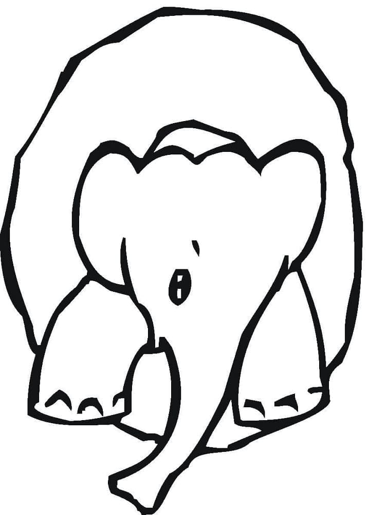 Desenho de Número 0 e Elefante para Colorir