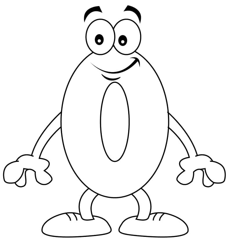 Desenho de Número 0 Sorrindo para Colorir