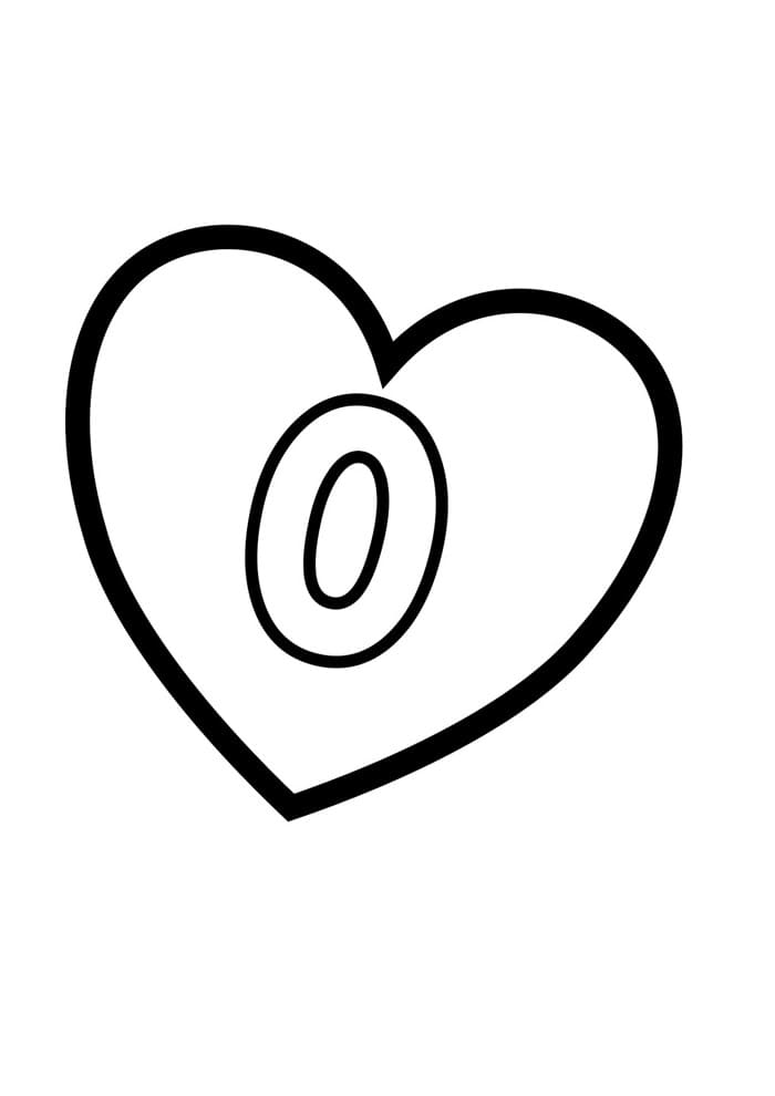 Desenho de Número 0 Ilustrado para Colorir