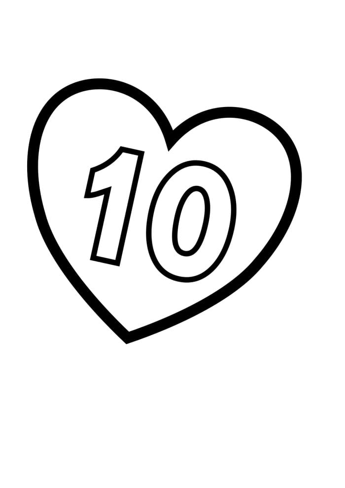 Desenho de Número 10 Ilustrado para Colorir