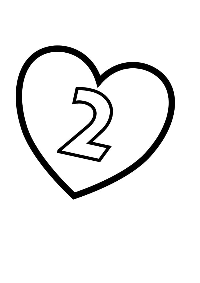 Desenho de Número 2 Ilustrado para Colorir