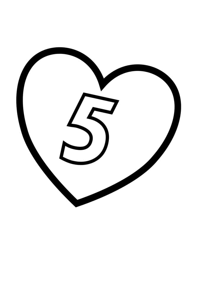 Desenho de Número 5 Ilustrado para Colorir
