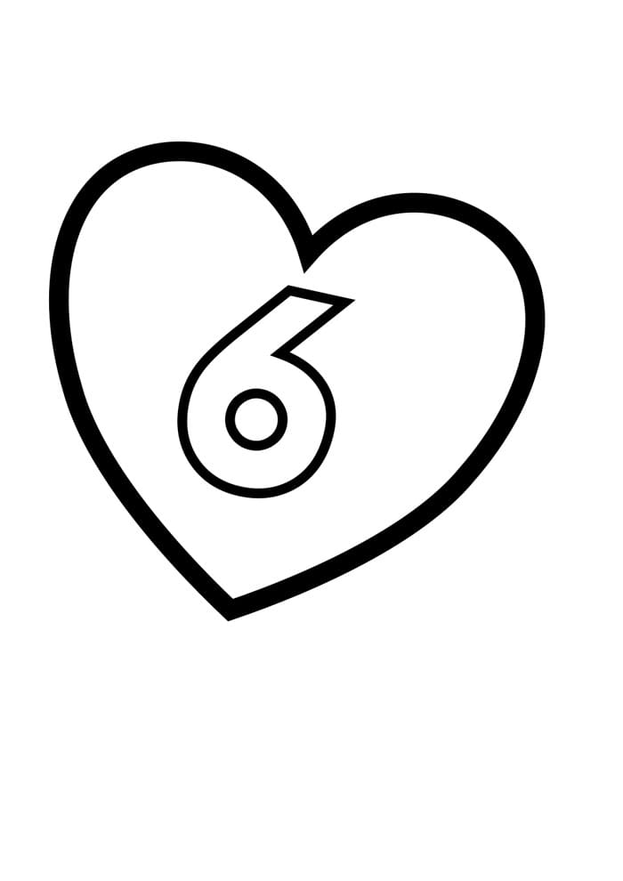 Desenho de Número 6 Ilustrado para Colorir