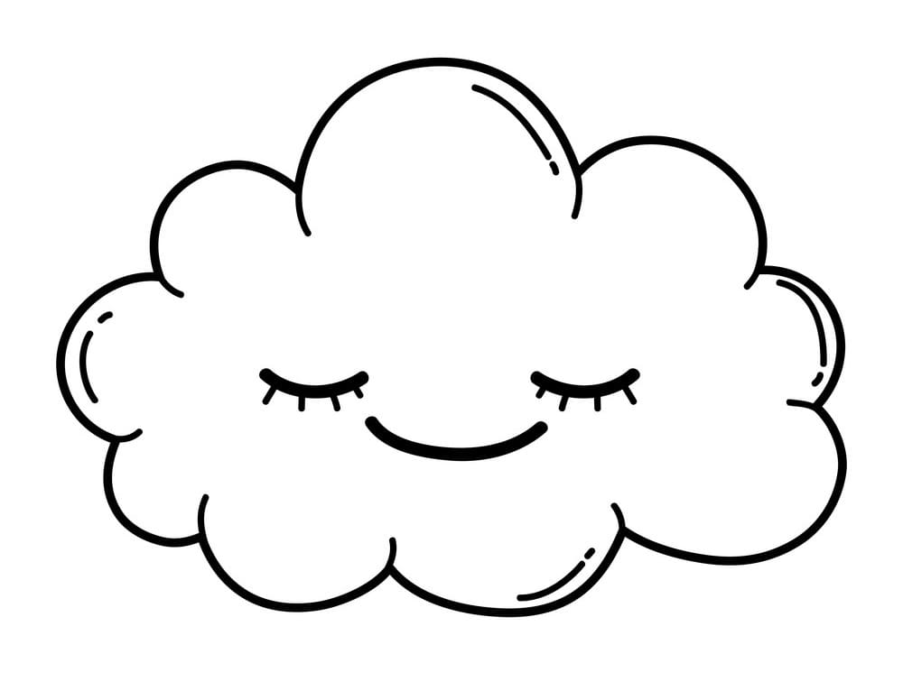 Desenho de Nuvem Fofa para Colorir