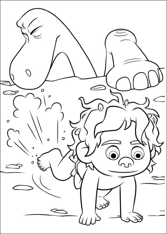 Desenho de o Bom Dinossauro em Aventurá na Selva para Colorir