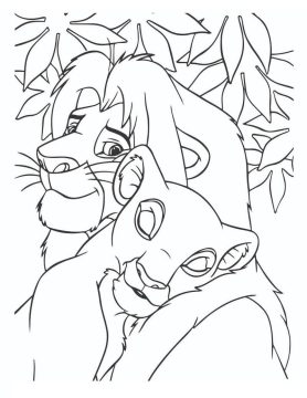 Desenho Imprimível de Simba e Nala para Colorir