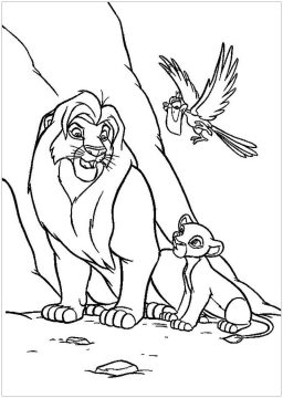 Desenho Infantil Simba e Mufasa Rei leão para Colorir