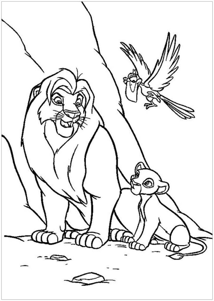 Desenho Infantil Simba e Mufasa Rei Leão para Colorir