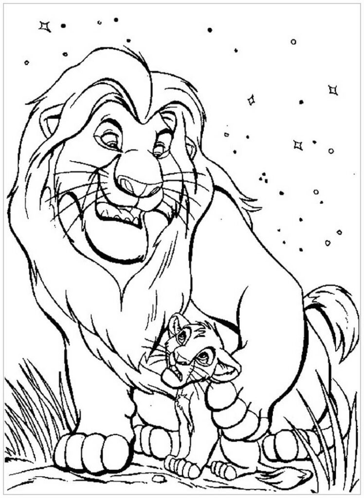 Desenho Simba e Mufasa para Colorir