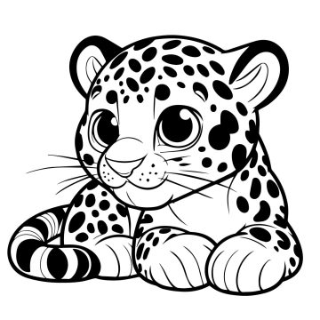 Desenho de Uma onça Fofa para Colorir