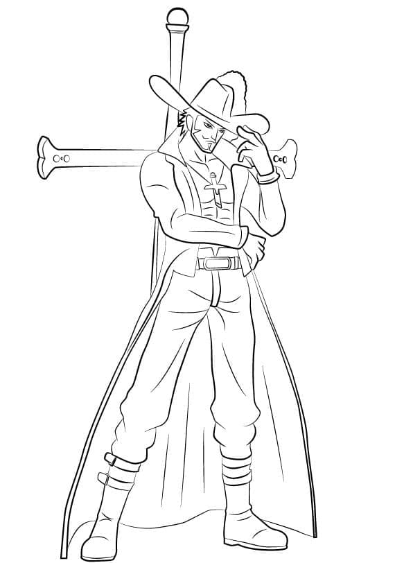 Desenho de Dracule Mihawk de One Piece para Colorir