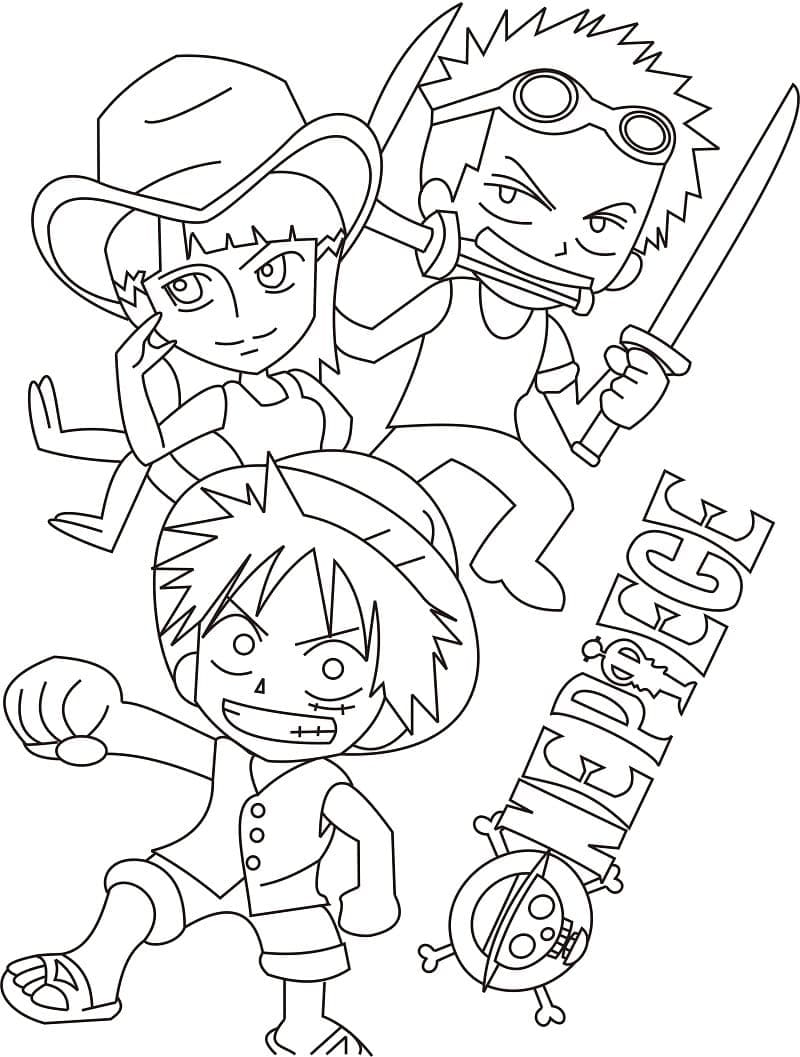 Desenho de Chibi One Piece para Colorir