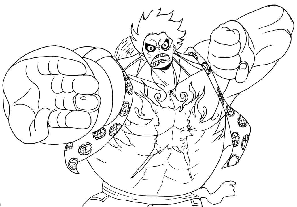 Desenho de Luffy Gear Fourth para Colorir
