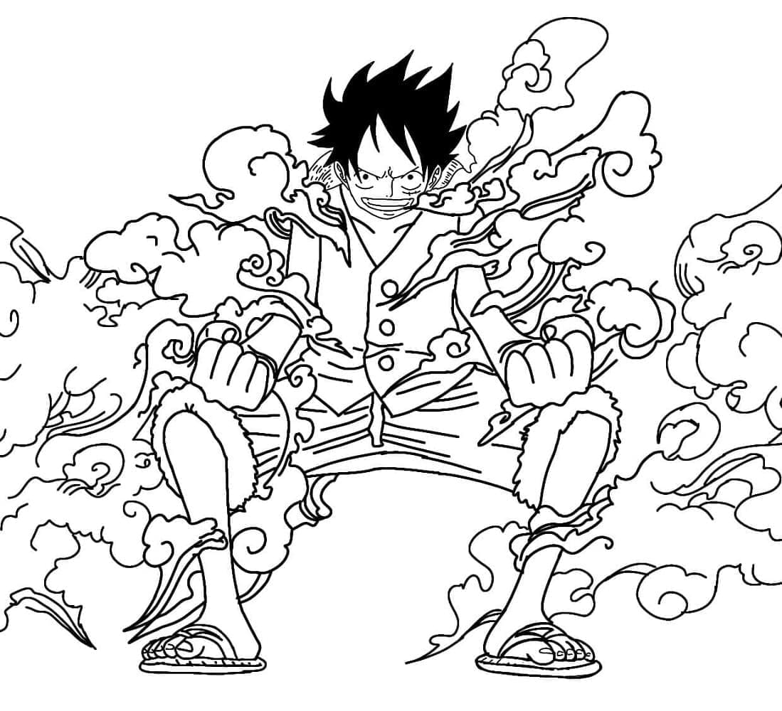 Desenho de Luffy Gear Second para Colorir