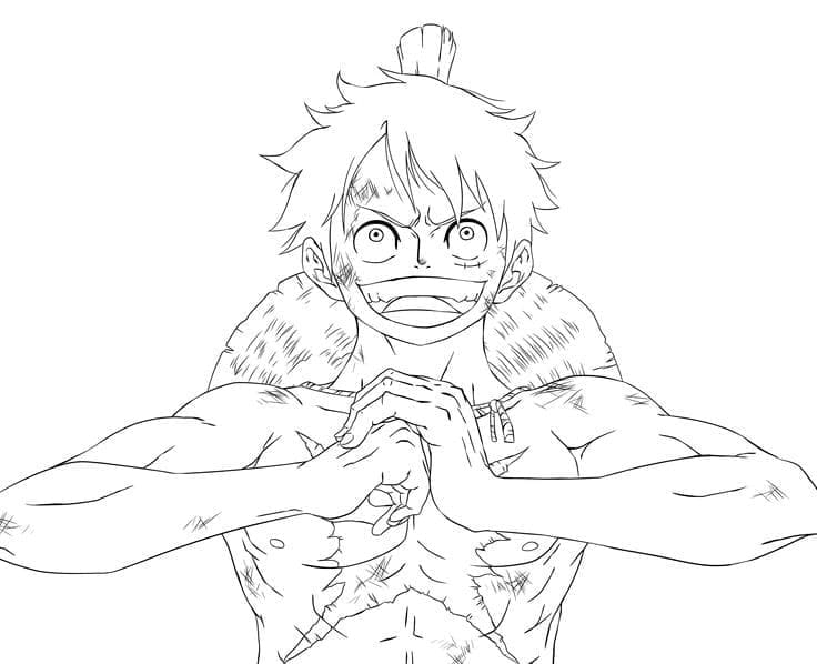 Desenho de Luffy Incrível para Colorir