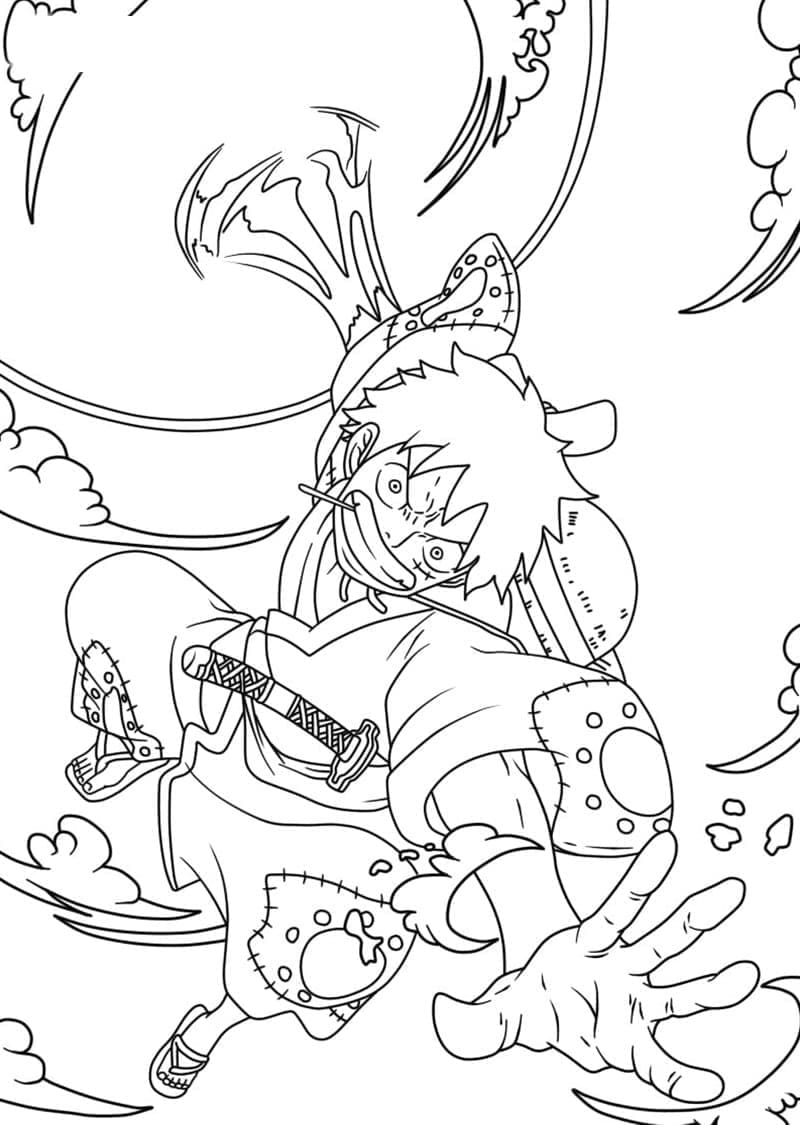 Desenho de Luffy Irritado para Colorir