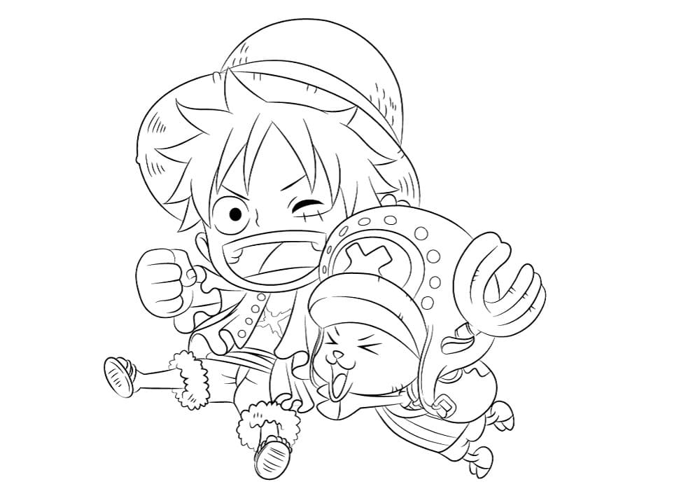 Desenho Luffy e Chopper para Colorir