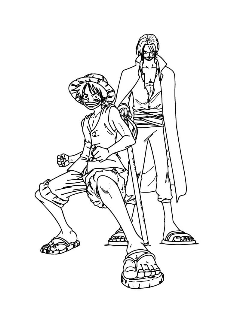 Desenho Luffy e Shank para Colorir