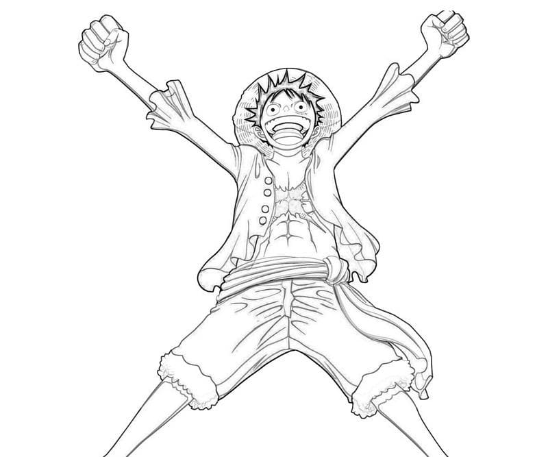 Desenho Luffy One Piece para Colorir Giz de Cera