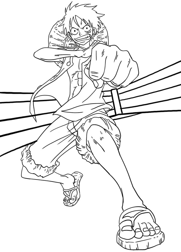 Desenho Luffy One Piece para Colorir Tinta Guache