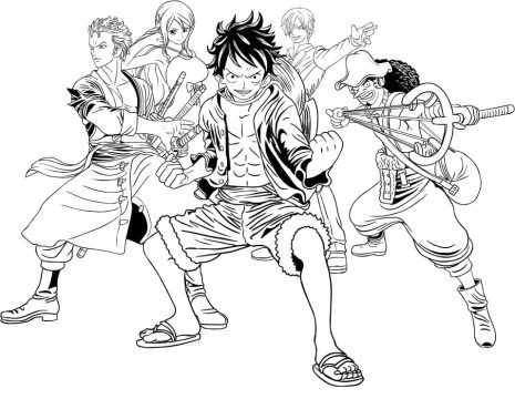 Desenho Pdf dos Personagens de One Piece para Colorir
