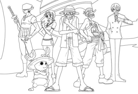 Desenho Personagens de One Piece para Colorir