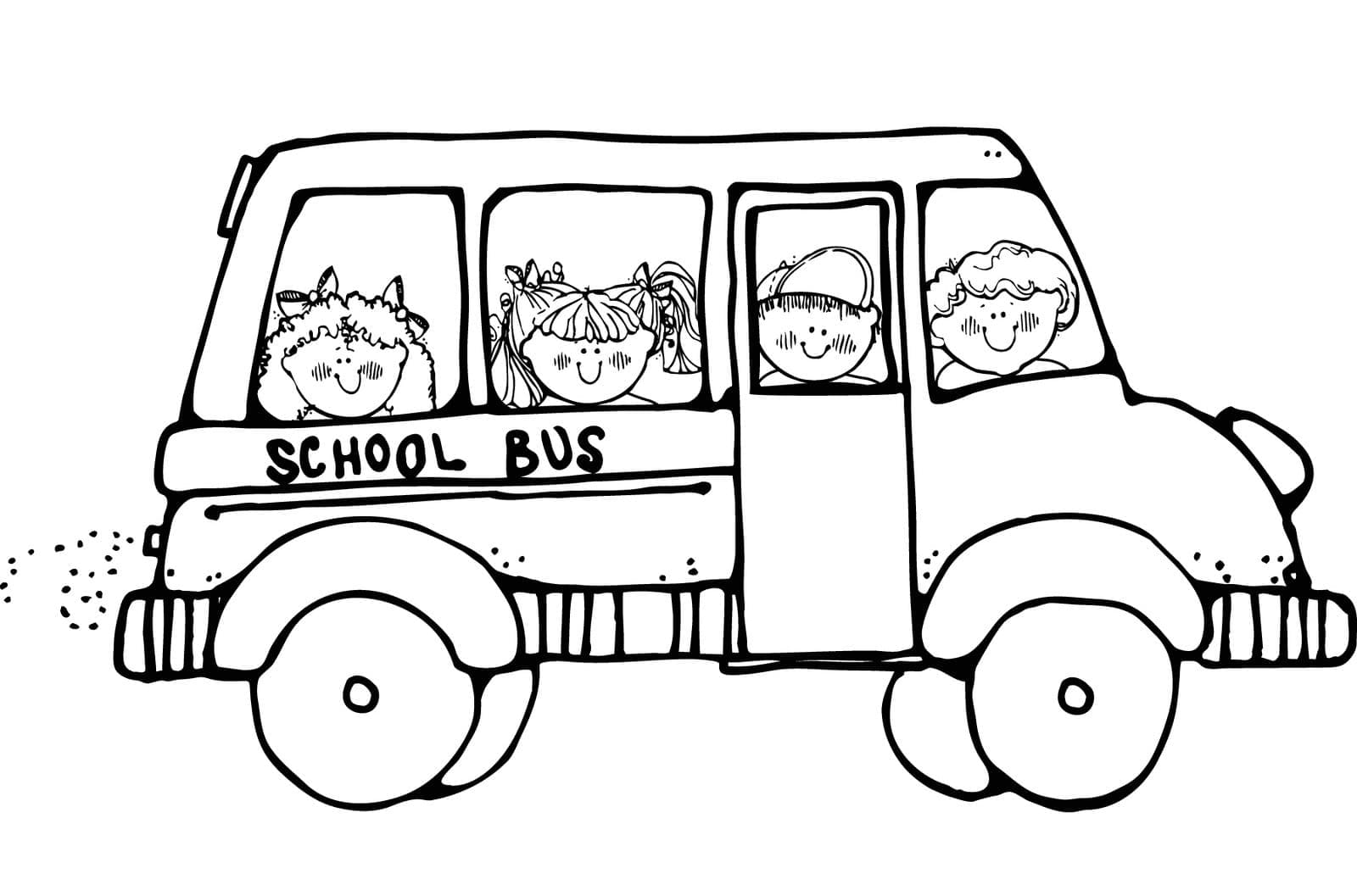 Desenho de Ônibus Escolar Fofo para Colorir