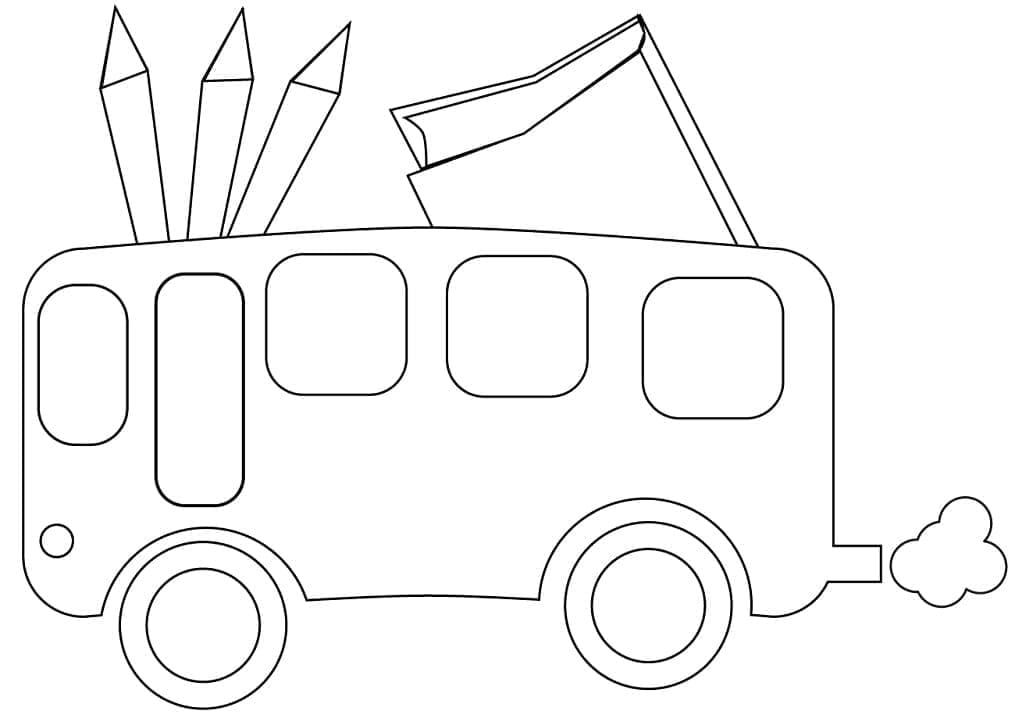 Desenho de Ônibus Escolar Simples para Colorir