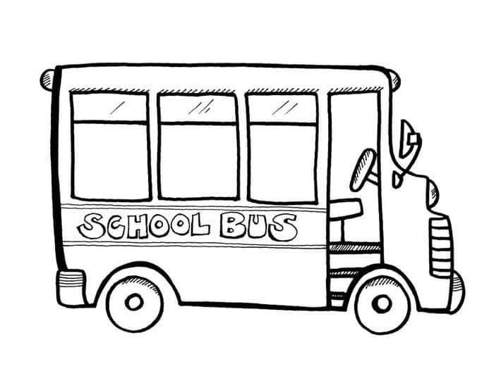 Desenho de Pequeno Ônibus Escolar para Colorir