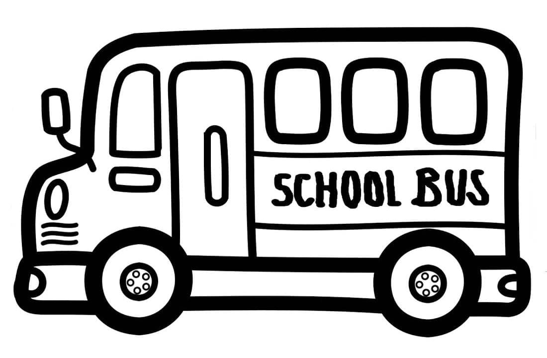 Desenho de um Pequeno Ônibus Escolar para Colorir