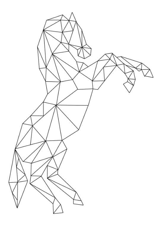 Desenho de Cavalo de Origami para Colorir