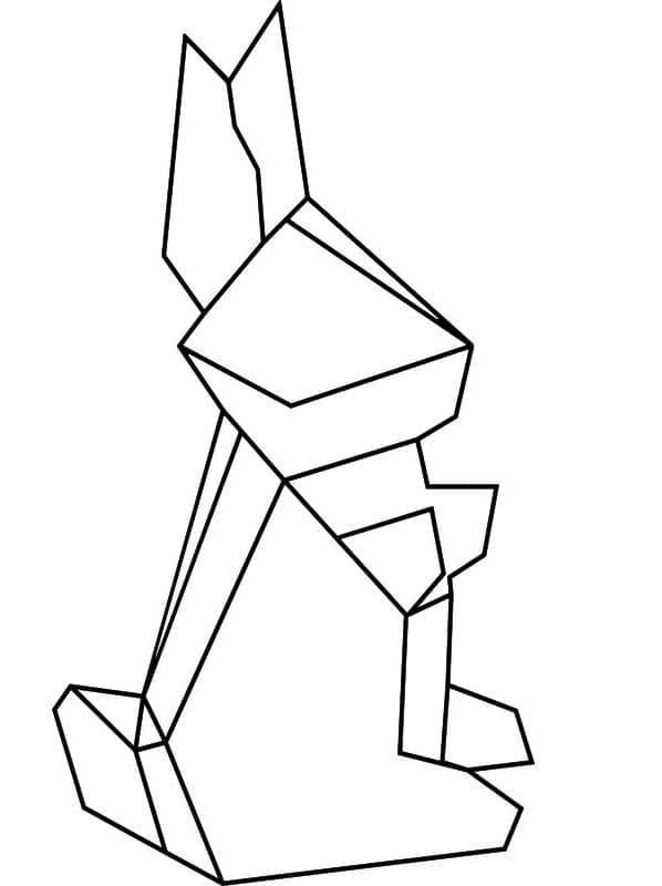 Desenho de Coelho de Origami para Colorir