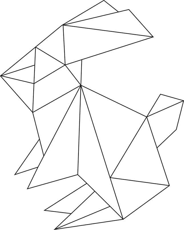 Desenho de Coelho Origami para Colorir