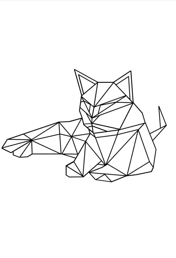 Desenho de Gato Origami para Colorir