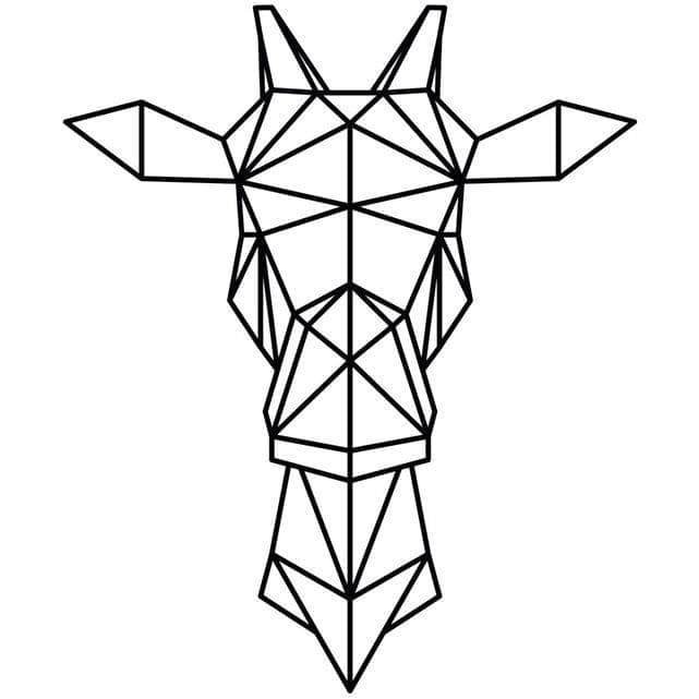 Desenho de Girafa de Origami para Colorir