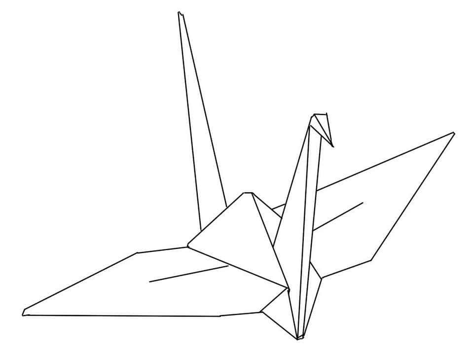 Desenho de Guindaste Origami para Colorir