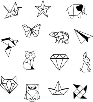 Desenho de Origami Imprimível para Colorir