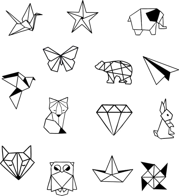 Desenho de Origami Imprimivel para Colorir