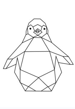 Desenho de Pinguim de Origami para Colorir