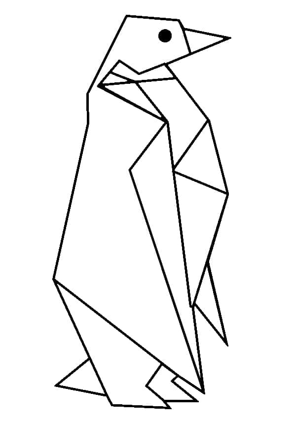 Desenho de Pinguim Origami para Colorir