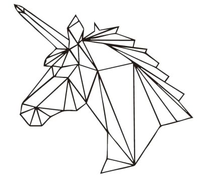 Desenho de unicórnio de Origami para Colorir
