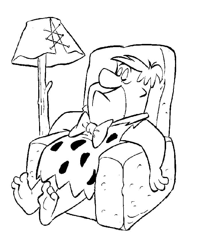 Desenho de Fred Flintstone Dormindo Sentado para Colorir