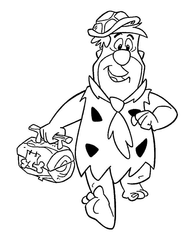 Desenho de Fred Flintstone Levando Lancheira para o Trabalho para Colorir