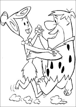 Desenho Wilma e Fred Flintstone para Colorir