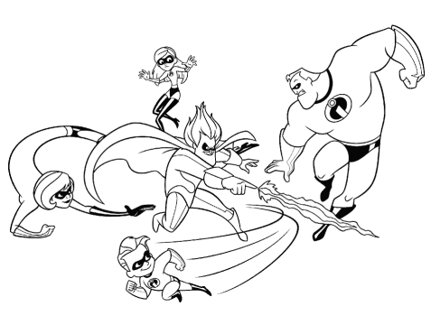 Desenho de Os incríveis Pdf para Imprimir e Colorir
