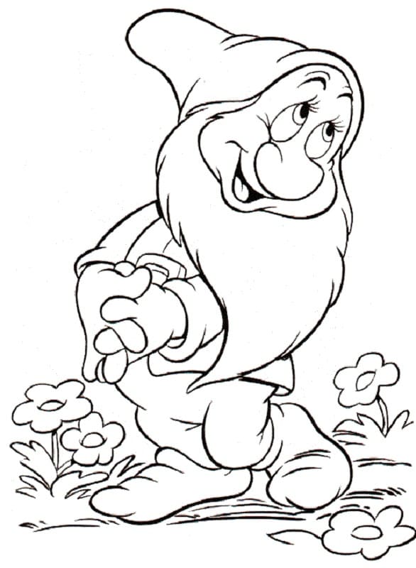 Desenho de Dengoso os Sete Anões para Colorir