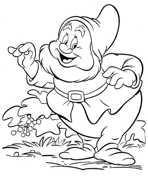 Desenho de Feliz os Sete Anões para Colorir