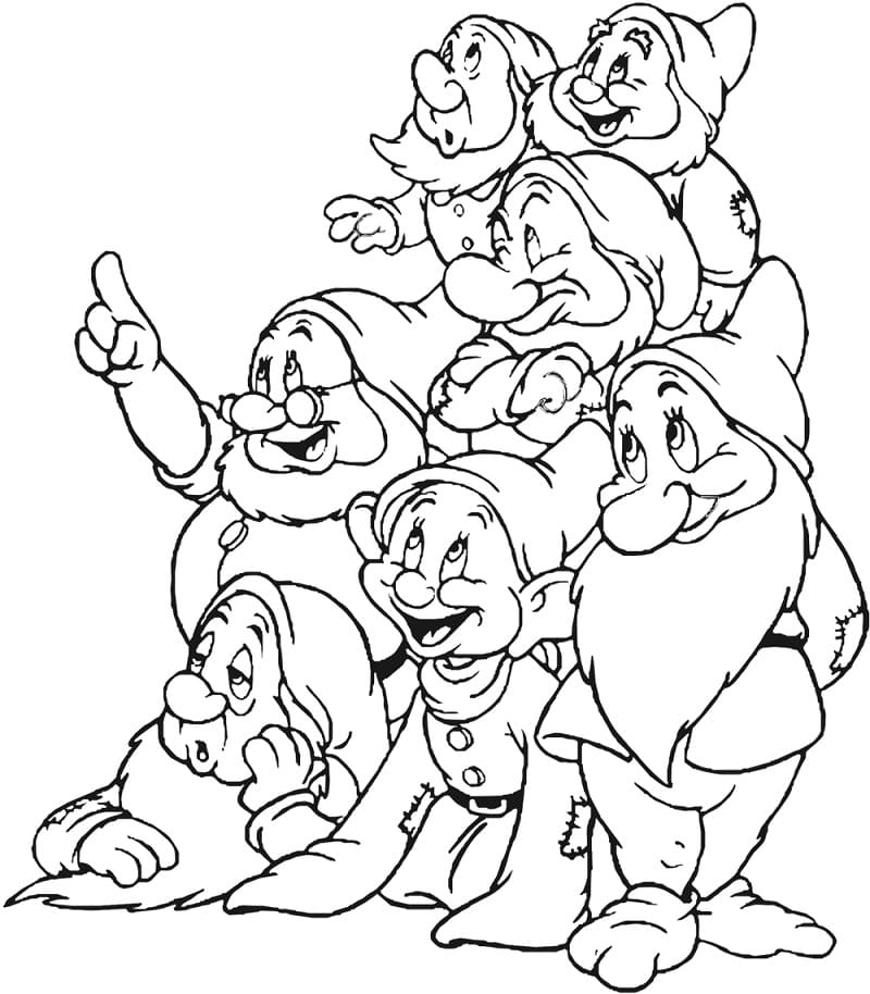 Desenho de Sete Anões para Colorir