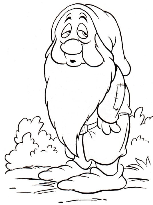 Desenho de Soneca Sete Anões para Colorir