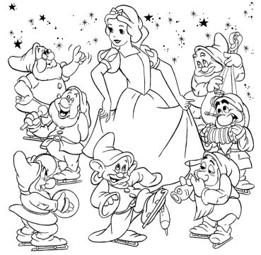 Desenho dos Sete anões para Colorir